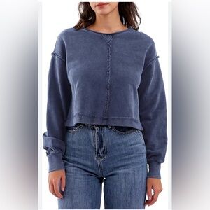 Anthropologie Pilcro Distressed Purple Crewneck‎ Size S